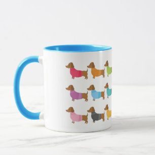 Caneca de Café Colorida de Dachshunds