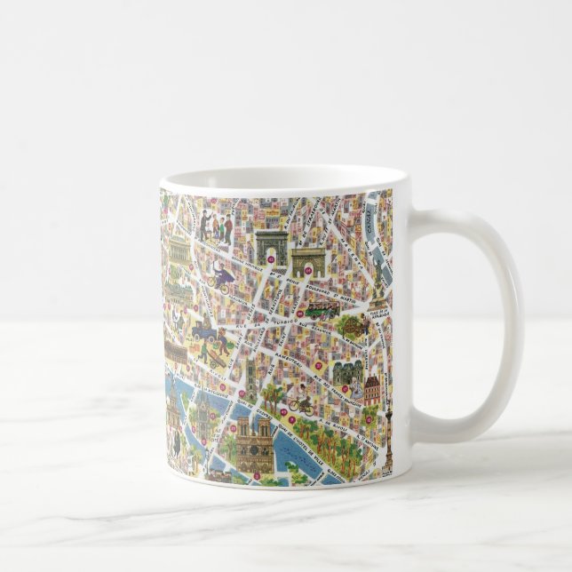 Caneca de café colorida do mapa de Paris do (Direita)