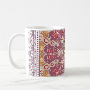 Caneca De Café Colorida Doodle Ornamental: Padrão Simétrico de Lo