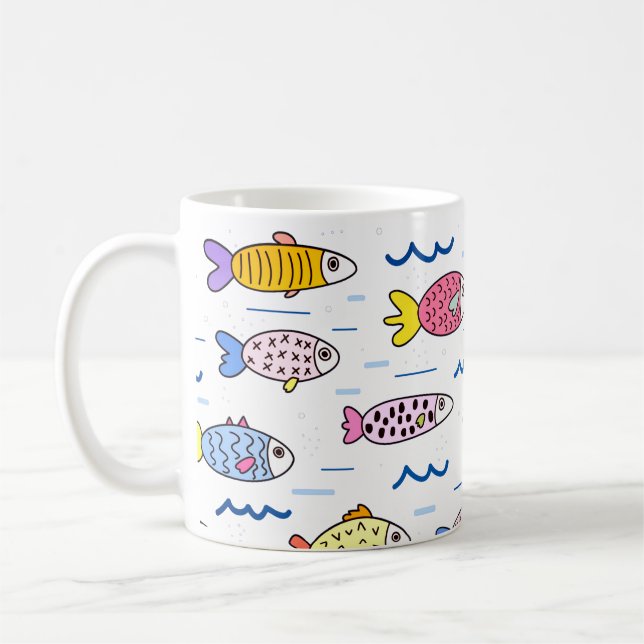 Caneca De Café Colorida Escola de Peixes (Esquerda)