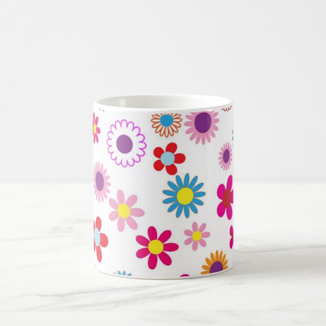 Caneca De Café Colorida Flor Pattern Girly (Centro)