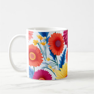 Caneca De Café Colorida Gerbera Daisies Floral