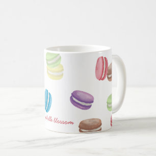 Caneca De Café Colorida Pastel Watercolor Macarons Franceses