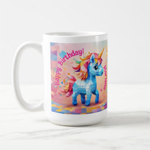 Caneca De Café Colorida Unicorn Pinata Birthday