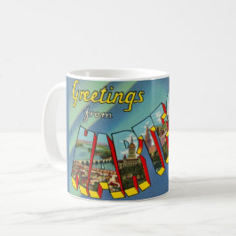 Caneca De Café Colorida Vintage Hartford Connecticut Mug