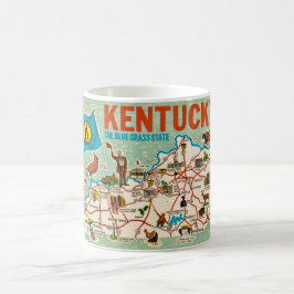Caneca De Café Colorida Vintage Kentucky Map Mug