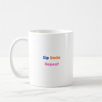 Caneca De Café Colorido "Beba, Sorria, Repita" Tipografia Simpáti