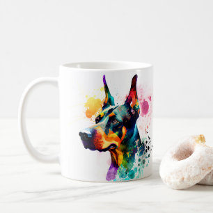 Caneca De Café Colorido Doberman Pincher Dog Pet Coffee Mug, Taça