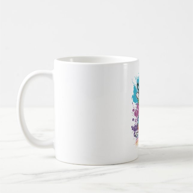 Caneca De Café Colorido Kawaii Dançando Boston Terrier (Esquerda)