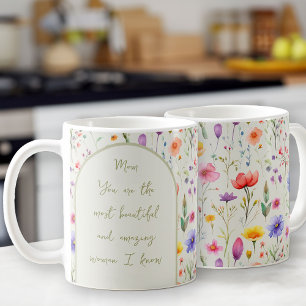 Caneca De Café Colorido Lettering Caprichoso de Flor Silvestre Ve