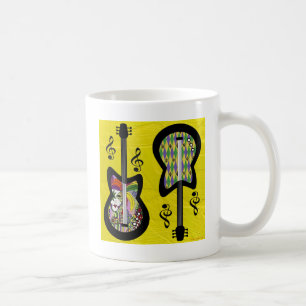 Caneca De Café Colorido Mardi Gras Guitars