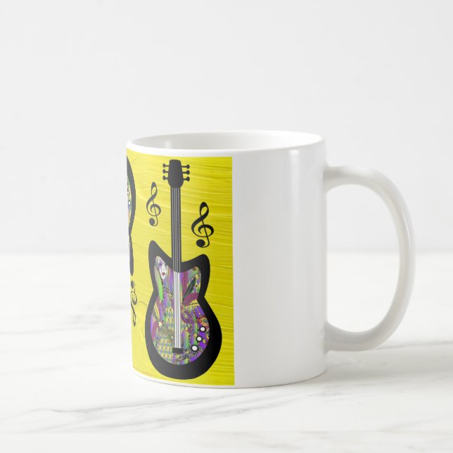 Caneca De Café Colorido Mardi Gras Guitars (Direita)