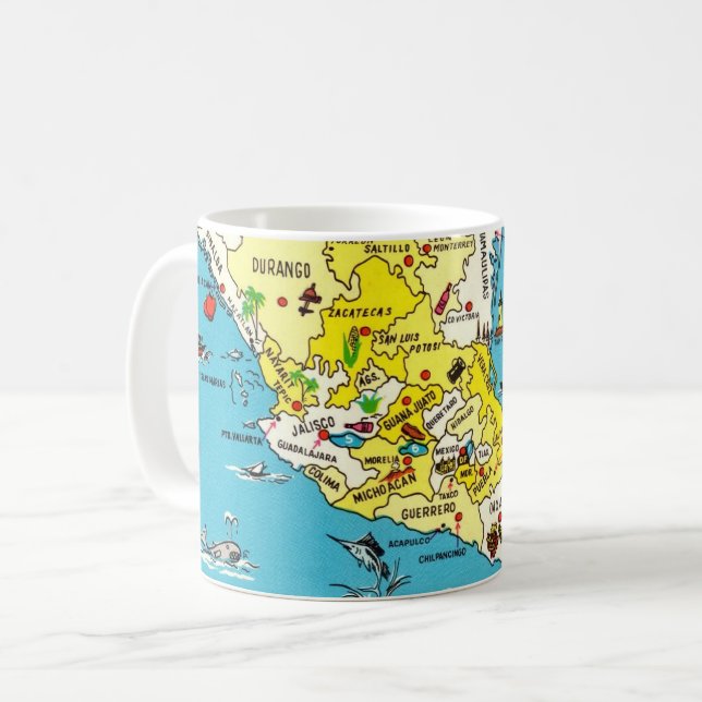 Caneca De Café Colorido México Map Mug (Frente Esquerda)