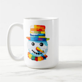 Caneca De Café Colorido Snowman - Papel Tecido de Snowman - Natal