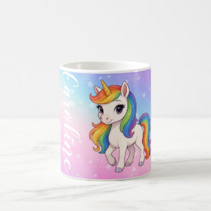 Caneca De Café Colorido unicórnio mágico personalizado