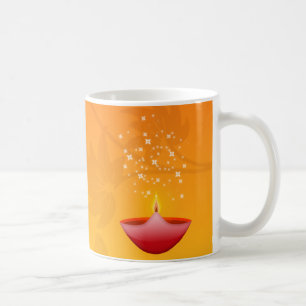Caneca De Café Colorido Vermelho Contemporâneo Deepa Diwali
