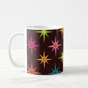 Caneca De Café Coloridos Funky Meados do Século Explosões Estelar