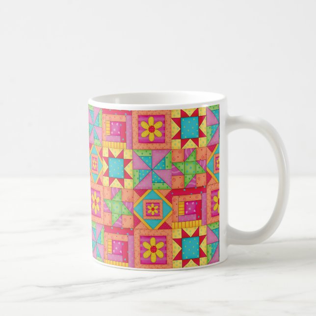 Caneca De Café Colorir blocos multicolorido de inclinação colorid (Direita)