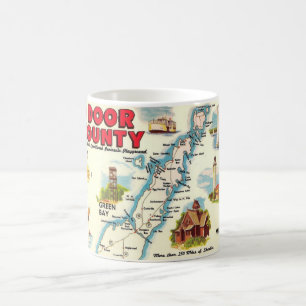 Caneca De Café Colorir Mapa de Door County Mug
