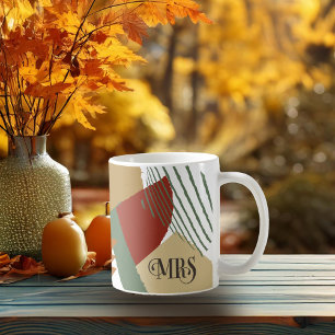 Caneca De Café Colour Block Wedding Mrs Bride Autumn ID740