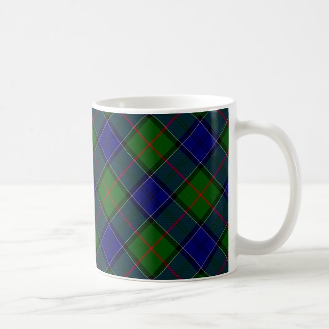 Caneca De Café Colquhoun tartan xadrez verde azul (Direita)