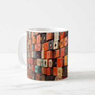 Caneca De Café Colunas de áudio retrô cercadas por rosas