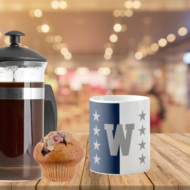 Caneca De Café Colunas Marinho Azul e Branco (Criador carregado)