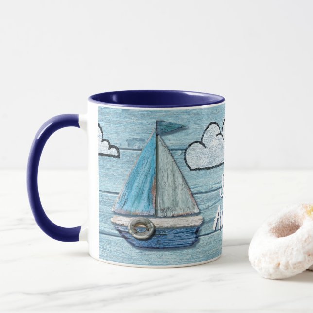 Caneca de café com 2 tons de design da Praia da Dr (Com Donut)