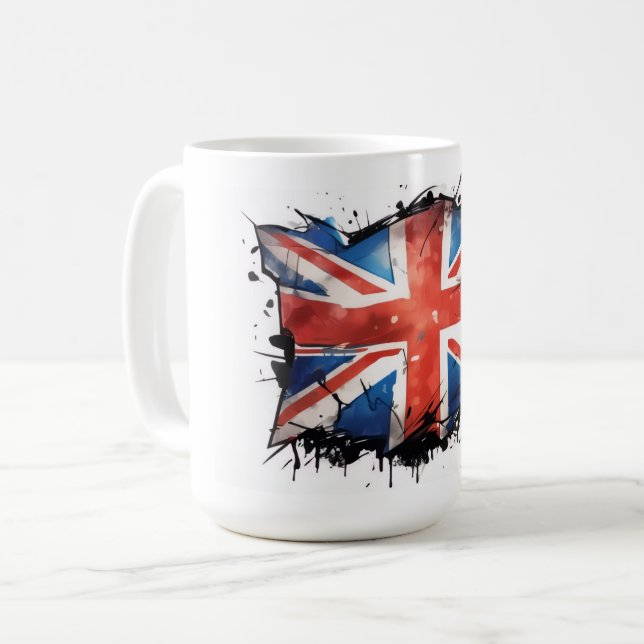 Caneca de café com a bandeira do Reino Unido (Frente Esquerda)