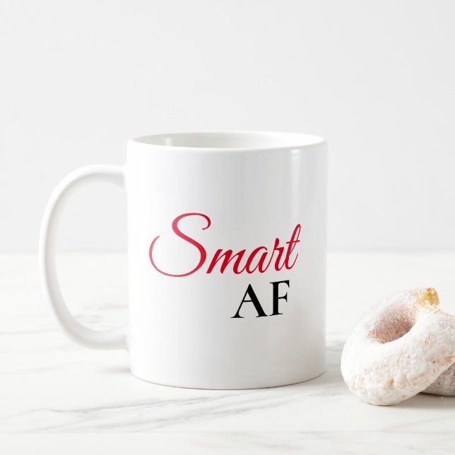 Caneca de Café com a Frase Inteligente Vermelha AF (Com Donut)