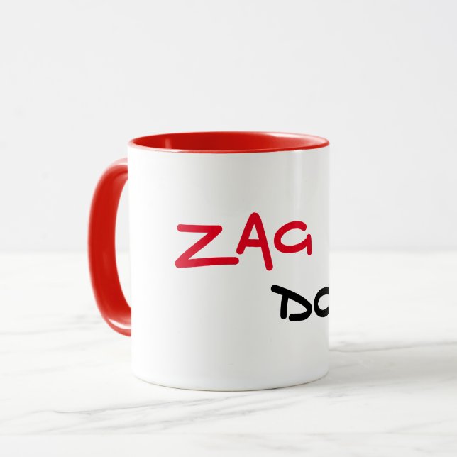 Caneca de café com acabamento vermelho Zag Dog (Frente Esquerda)