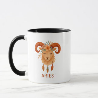 Caneca de café com água-marinha boho Áries zodíaco