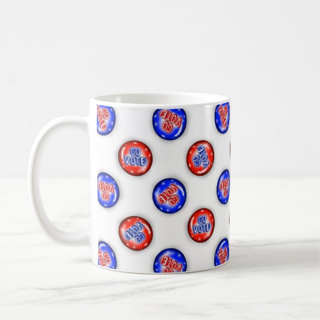 Caneca de Café com Alfinetes de Voto (Esquerda)