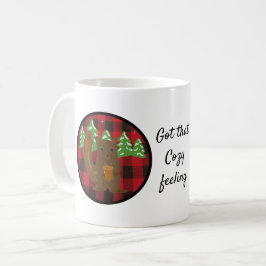 Caneca de Café com Animais da Floresta em Xadrez d