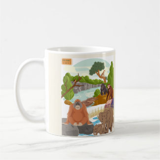 Caneca de Café com Animais da Selva Cottagecore -