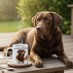 Caneca de Café com Aquarela de Labrador Marrom PER