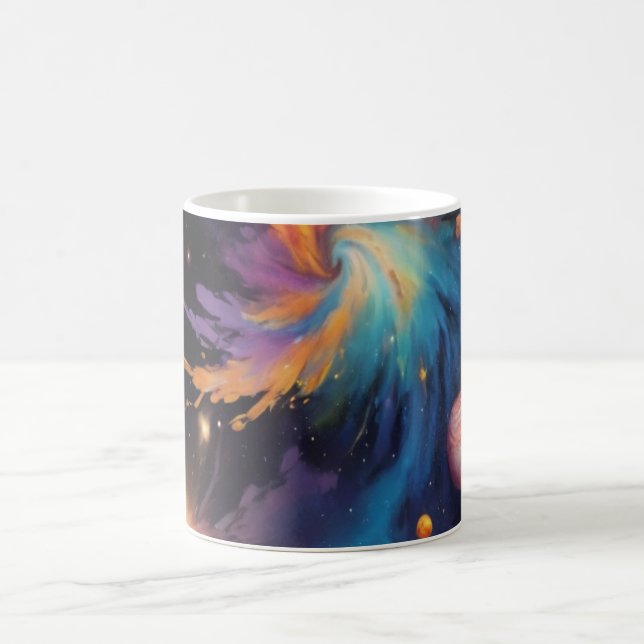 Caneca de Café com Aquarela de Nebulosa de Galáxia (Centro)