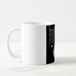 Caneca de Café com Aranha Fofa em Teia Brilhante