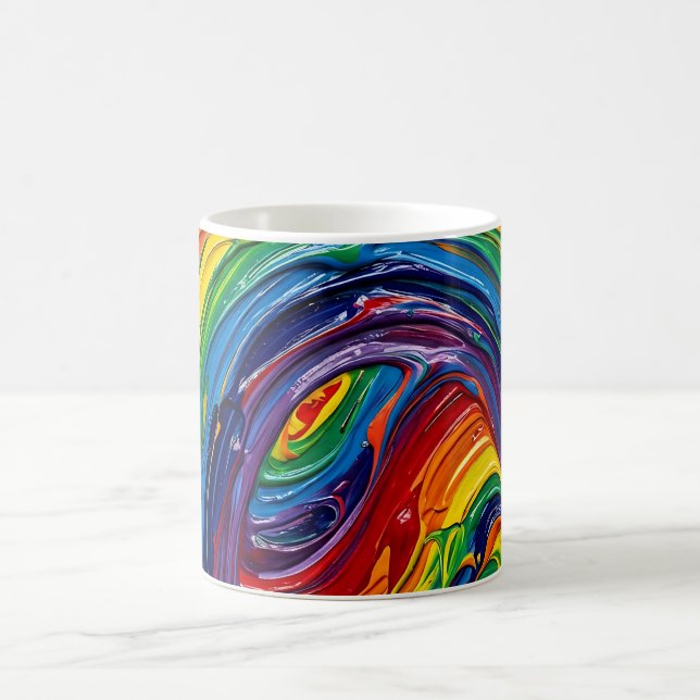 Caneca de Café com Arco de Chuva Íris Abstrato (Centro)