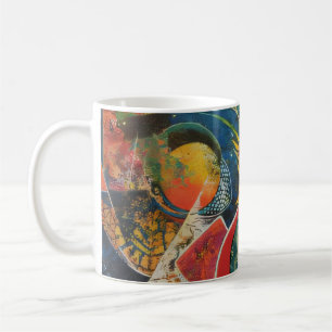 Caneca de Café com Arte Abstrata de Jardim Cósmico