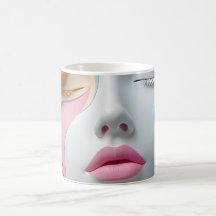 Caneca de Café com Arte Abstrata de Rosto 3D Paste