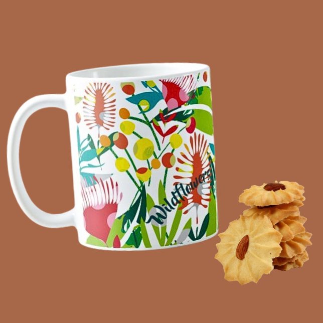Caneca de Café com Arte de Flores Silvestres Vibra (Criador carregado)