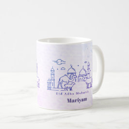 Caneca de Café com Arte de Linha Mínima do Eid al 