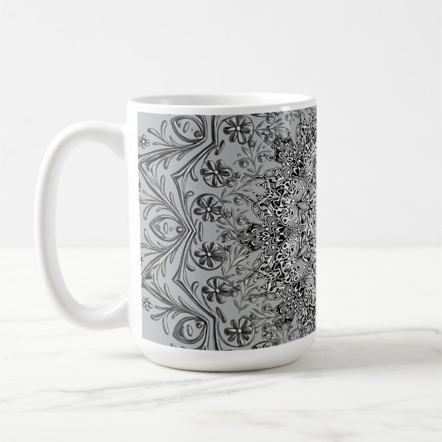 Caneca de Café com Arte de Mandala Boêmia (Esquerda)
