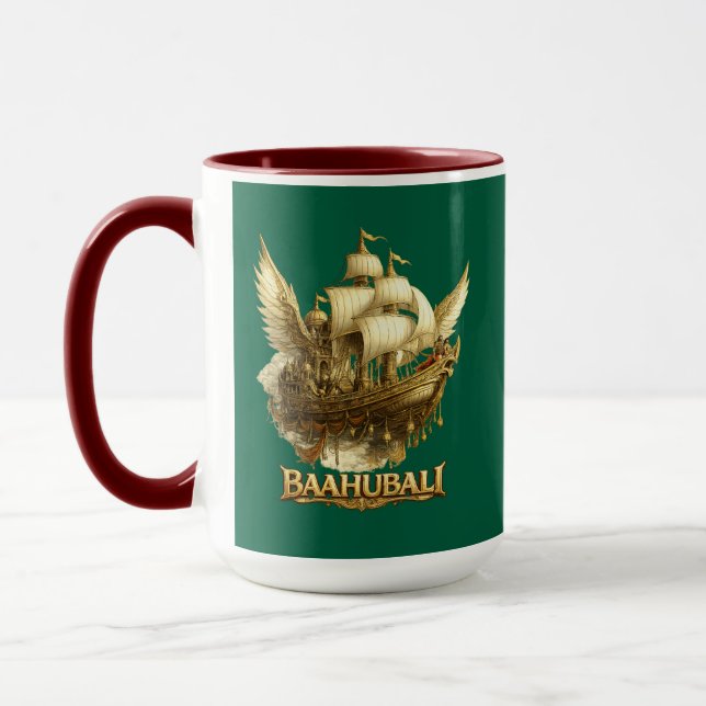Caneca de café com arte de navio voador da fantasi (Esquerda)