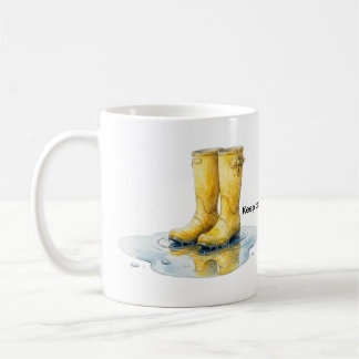 Caneca de Café com Arte em Aquarela de Botas Amare
