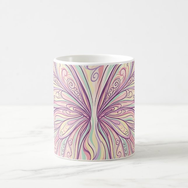 Caneca de Café com Asas de Borboleta Abstratas (Centro)