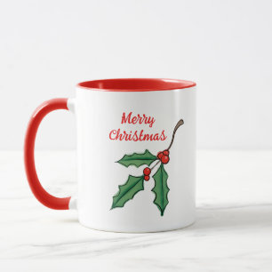 Caneca de café com azevinho de Natal retrô