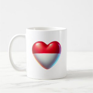 Caneca de café com bandeira cardíaca na Indonésia