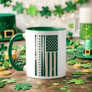 Caneca de Café com Bandeira de Trevo de Quatro Fol